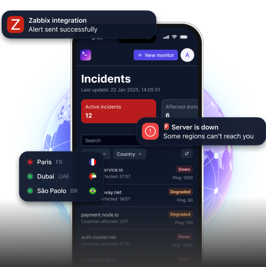 CheckMe.dev Is a global availability tracking service that shows whether your website actually works for customers in every country you operate in.